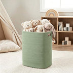 MEGASKET Large Laundry Hamper 16"x13"x22" - Tall Woven Baby Laundry Basket, Decorative Cotton Rope Dirty Clothes Hamper Bin, Green Room Decor, Bedroom Bathroom Aesthetic, Soft Green Hamper, 75L - Image 4