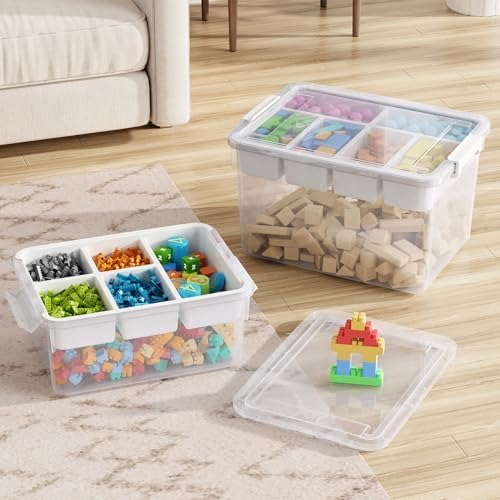 80Qt Stackable Storage Bins with Lids Trays Craft Box Organizers, 2Pack,WH - Image 5