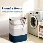 Laundry Hamper, 85L Tall Laundry Basket with Leather Handles, Rectangle Large Clothes Hamper for Organizing, Cotton Woven Laundry Baskets Storage Hampers for Bedroom, Nursery, Living Room - Image 2