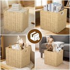 4Pcs Cube Storage Bin,Collapsible Storage Basket, Shelf Organizer with Insert Handle, 12 * 12 * 12 Inch Hand Woven Seagrass Basket, Suitable for Bedroom Storage and Other Scenarios - Image 5