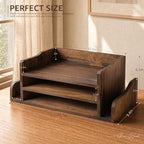 Wood Desk Organizer: File Organizer for Office Desk, Vintage Brown - Image 2