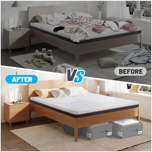 Under Bed Storage with Wheels, 4-Pack 10" Height XXL 75L Rolling Storage Bins, Quick Assembly Underbed Shoe Storage Containers with Clear Lid & Label, Dorm Under Bed Drawers for Clothes, Shoes, Grey - Image 6