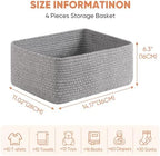 OIAHOMY 4 Pack 14.17 * 11.02 * 6.3IN Storage Baskets for Organizing Shelves, Woven Rope Baskets for Organizing Books, Clothes, Decorative Basket for Living Room, Nursery, Bedroom, Gift Basket, Grey - Image 2
