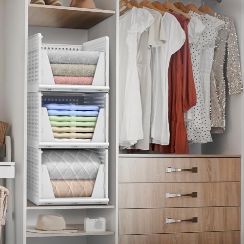Sorbus Stackable Closet Organizer, Open-Front Shelf Bins (3 Large) - Image 3