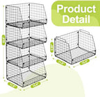 4 Pack XXL Stackable Wire Storage Basket, Extra Large Capacity Pantry Organizer and Storage, Muti-Purpose for Vegetable Fruit Basket & Can Organizer & Snack Rack & Metal Pantry Bin - Image 7