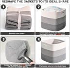 ICERZCZ 11 Inch Cube Storage Bins, Storage Cube Organizer Bins, Woven Cotton Rope Basket for Storage, Storage Baskets for Organizing Shelves, Grey Baskets for Toys, Gradient Grey (Pack of 3) - Image 7