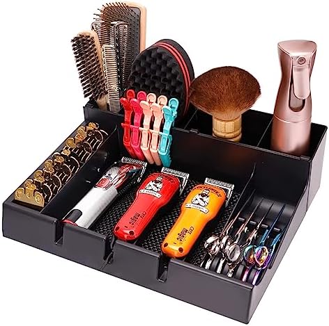 Barber Clipper Organizer Barber Tools Tray Salon Hairdressing Clipper Scissors Rack Holder Storag Scissors Holder Blade Rack Storage Tray for Clipper Guard Holder (Assemble) - Image 4