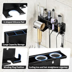 Hair Dryer Holder, Hair Tool Organizer Wall Mount, Adhesive or Drill, Black - Image 6