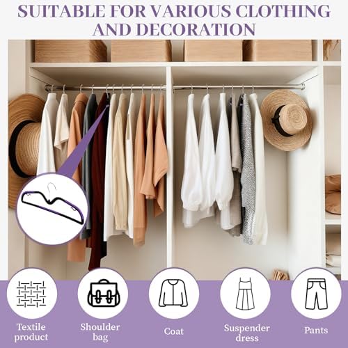 LemonRoad 36 Pack Short Neck Hangers Plastic Non-Slip, Black Purple - Image 4