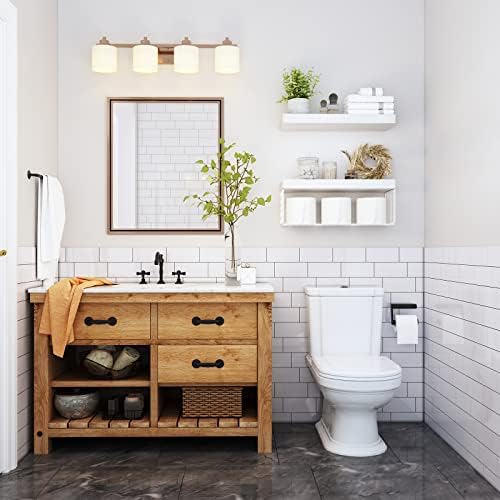 QEEIG Bathroom Shelves Over Toilet Wall Mounted (White, Set of 2, 15.7") - Image 2