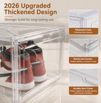 Clear Shoe Storage Boxes,2026 2nd Gen Thickened Hard Plastic Stackable Organizer with Magnetic Door,Folding Shoe Racks for Closet,Large Sneaker Display Cases for Sneakers and Ankle Boots,6 PCS - Image 5