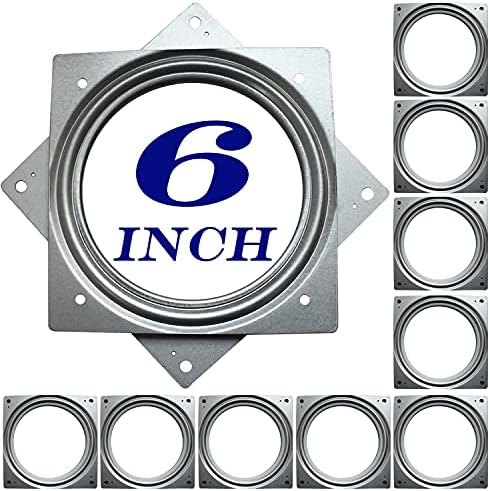 10Pack 6Inch Lazy Susan Hardware Square Rotating Bearing Plate Turntable by Evadow