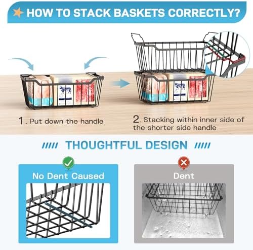 SUNALLY Freezer Organizer Bins, 8 Pack Stackable Pantry Storage Bins, Black - Image 3