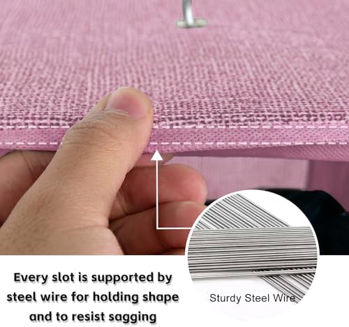 30 Section Hanging Shoe Organizer for Closet, Hanging Closet Organizer and Storage Space-Saving Foldable Clothes Shelf with Sturdy Hooks for Wardrobe, Dorm, Bedroom, Rv, Pink - Image 5