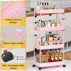 SPACELEAD 4 Tier Rolling Cart with Wheels, Storage Craft Art Trolley Organizer Serving, 3 Hanging Baskets Easy Assembly, for Office, Living Room, Kitchen - Image 4