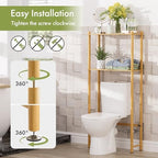 AmazerBath Bamboo Over The Toilet Storage Shelf, 2-Tier Over Toilet Organizer Rack, Freestanding Above Toilet Shelf for Bathroom, Laundry, Space Saver, Natural Color - Image 5