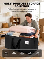 HOMESURE Supports 200lbs Heavy Duty Moving Bags - Strong Zipper & Wrap-Around Handles - Water-Resistant Storage Totes, Durable Alternative to Moving Boxes - 8 Pack - Black - Image 4