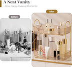 Aveniee Bathroom Counter Organizer, 2 Tier Perfume Skin Care Countertop Storage Shelf, Vanity Makeup Tray for Cosmetic Skincare Lotion, Gold - Image 5