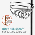 Zenna Home Tension Pole Shower Caddy Corner Organizer, Adjustable Standing Shower Caddy with 4 Baskets and Built in Towel Bar, Rust Resistant Bathroom Tension Rod Organizer, 60 to 97 Inch, Matte Black - Image 5
