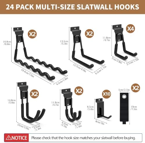 Slatwall Hooks 24 Pack Heavy Duty Multi Sizes Slatwall Accessories - Image 2