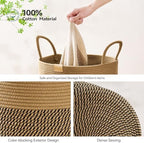 Nunsino Tall Laundry Basket Hamper 95L,Cotton Rope Storage Hamper with Reinforced Handles,Decorative Blanket & Toy Basket for Living Room, Bedroom, Nursery, Dark Brown - Image 5