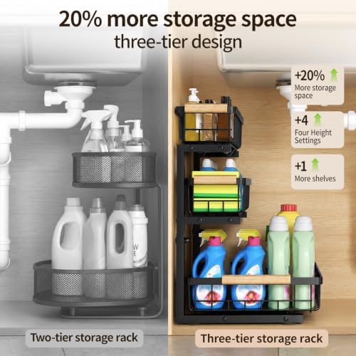 Three-Tier Under Sink Organizer Kitchen Bathroom, Grid, 1 Pack - Image 3
