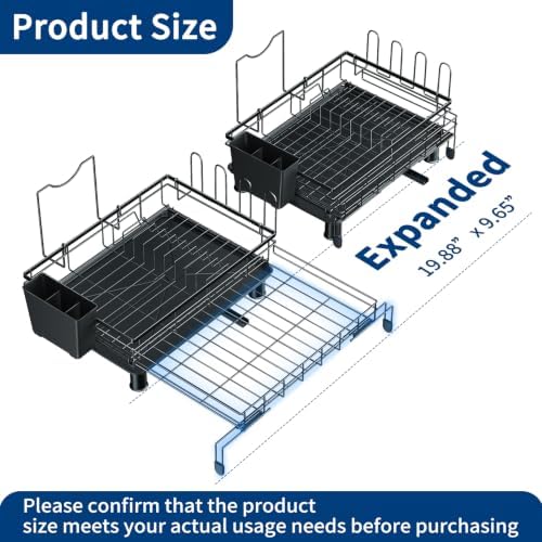 Expandable Dish Drying Rack for Kitchen Counter, Rustproof Sink Dish Drainer with Adjustable Legs & Angled Draining Tray, Space Saving Counter Dish Rack - Image 2