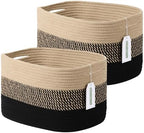 ECDYQXVU 15x10x9 Inch Woven Cotton Rope Storage Basket, 2 Pack by ECDYQXVU