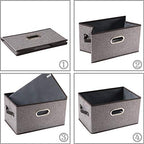 PRANDOM Large Collapsible Storage Baskets for Closet [5-pack] Decorative Fabric Storage Bins Cubes with Leather/Metal Handles for Shelves Bedroom Living Room Grey (14.9x9.8x8.3 Inch) - Image 5
