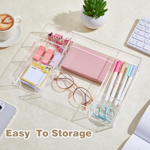 Briwooody 2 Pcs Acrylic Drawer Organizer, 12 x 8 x 1.77'', 6 Compartments - Image 4