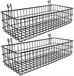 ANZOME Hanging Wall Baskets, 2 Pack 15.7 in Metal Wire Storage, Black by ANZOME