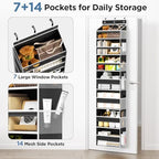 Mefirt Over The Door Organizer, 7 Tier Door Hanging Organizers with 7 Large Pockets 12 Side Pockets, Behind Door Storage Hanging Shelves for Closet Bathroom Bedroom Nursery - Image 4