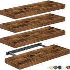 QEEIG Floating Shelves for Wall Small Shelf (Brown, Set of 4, 15.7" x 6.7") by QEEIG