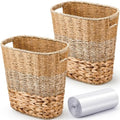 Ziliny 2 Pcs Wicker Trash Can with 50 Tarsh Bags, Classic Style, Mix Color by Ziliny