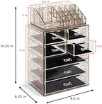 Sorbus Makeup Organizer, 7-Drawer Acrylic 2-Piece Set (Glitter) - Image 3