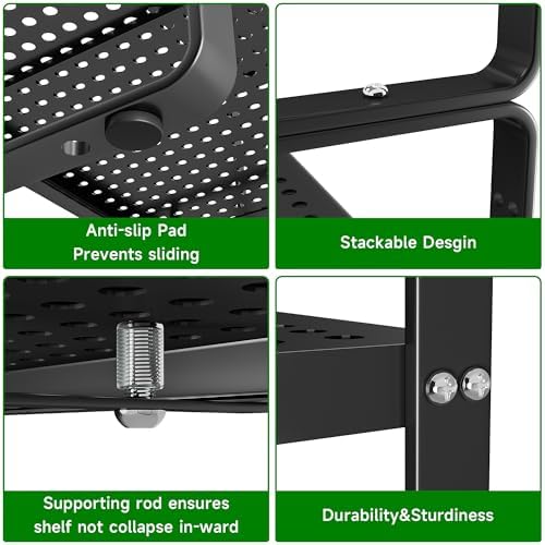 Expandable Cabinet Shelf Riser, Adjustable Cabinet Organizer, Black - Image 4