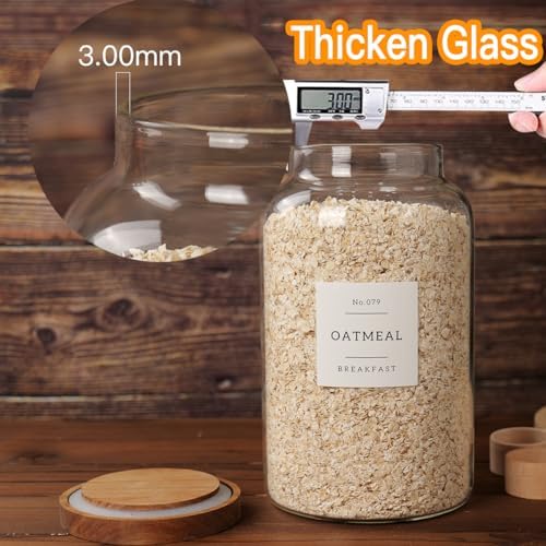 CZSZYGHBAO 2 PCS Large Glass Jar with Airtight Lid, Glass Food Storage Jars for Tea,Spice,Cereal, Egg,Flour,Coffee and More(98 FL OZ/2800 ml) - Image 3