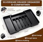 Orange Silverware Set with Expandable Drawer Organizer for 6-24 Piece Stainless Steel Flatware Set with Spoons, Forks, Knives, Heavy Duty Mirror Polished for Home/Kitchen/Restaurant (Woodgrain) - Image 7