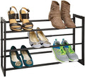mDesign Metal 3 Tier Adjustable/Expandable Shoe and Boot Storage Organizer Rack - Space-Saving, Angled Vertical Storage - Closet, Entryway, Mudroom, Bedroom, Garage - Black by mDesign