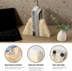 Karibiber Marble Bookends for Heavy Books, Decorative Book Ends for Shelves, Weighted Book End for Hardback Book & CDS, Unique Stopper & Holder, Green Onyx with Black, Set of 2 - Image 2