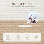 ECDYQXVU 15x10x9 Woven Cotton Rope Storage Basket, Leather Handles 2 Pack - Image 3