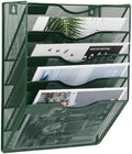 EASEPRES 5 Pocket Mesh Hanging File Organizer, Wall Mounted Mail Paper Document Folder Holder, Clipboard Storage Organization Magazine Rack with Nametag Label for Office Home School, Dark Green by EASEPRES