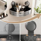 No-Drilling Corner Suction Cup Shower Caddy(1-Pack Gray),Rust-Proof and Durable Bathroom Organizer with Towel Bar & Hooks,Modern Large-Capacity Wall-Mounted Shower Shelf - Image 5