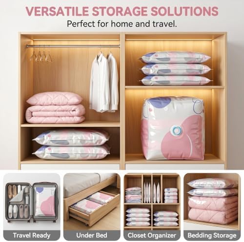 4 Pack No-Pump Vacuum Storage Bags, Large Cube Vacuum Seal Bags, Space Saver Bags for Clothes, Pump-Free Compression Cubes for Comforters, Blankets, Bedding & Closet Organization，Large - Image 5