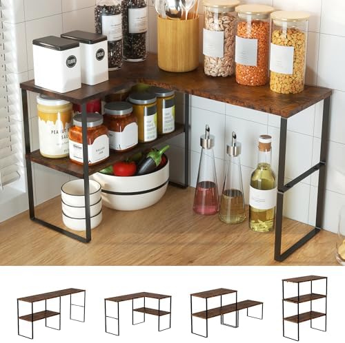 Golener Kitchen Counter Organizer, Countertop Shelf, Adjustable, Stackable by Golener