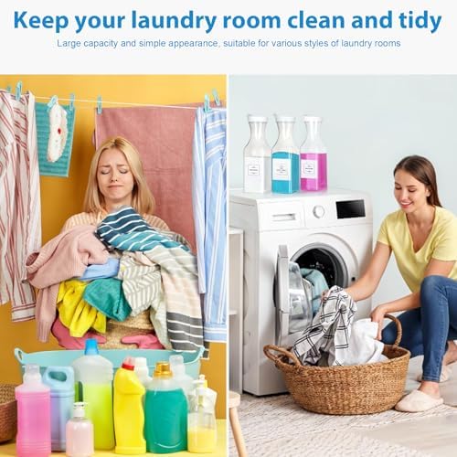 VZZNN 6 Pack Laundry Detergent Dispenser 53 oz Laundry Soap Dispenser with 20 Label Laundry Room Organization for Liquid Powder Bleach Scent Booster Beads - Image 6