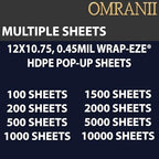 Wrap-Eze® HDPE Pop-Up Sheet 0.45Mil, 12" X 10.75" & 1000 Sheets | Greaseproof, Waterproof | 1000 Sheets/Case with 10 Pop-Up Dispenser Packs | Cost-Effective Pick-Up, Scale & Basket Liner Sheet - Image 7