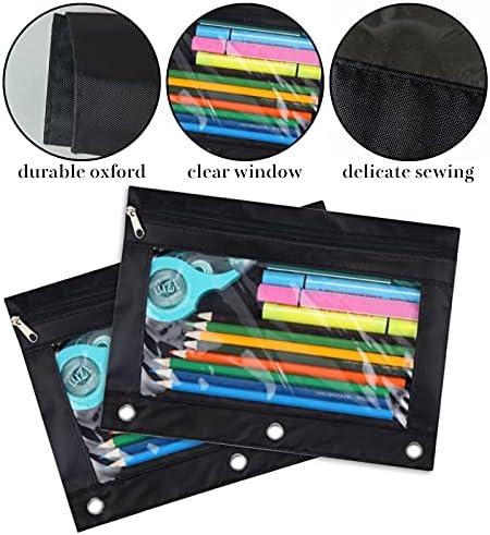 YoeeJob Pencil Pouch for 3 Ring Binder, Binder Pouches with Zipper Bulk, Pen Holder Case with Clear Window School Class Office Organizers, 24 Pack, Black - Image 5