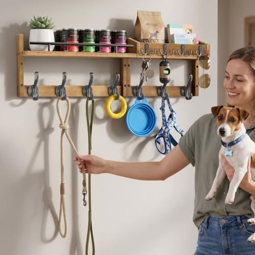 29” Coat Rack Wall Mount with Shelf, Coat and Key Hanger with Metal Hooks - Image 6