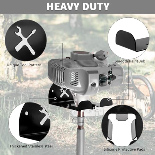 Upgraded Trimmer Rack Wall Mount - 8" Heavy Duty Weed Eater Hanger for Garage Wall, Garden Power Tool Holder Organizer Hooks for Grass Trimmer, Hedge Trimmer, Leaf Blower and Chainsaw, Black, 3 Pack - Image 5